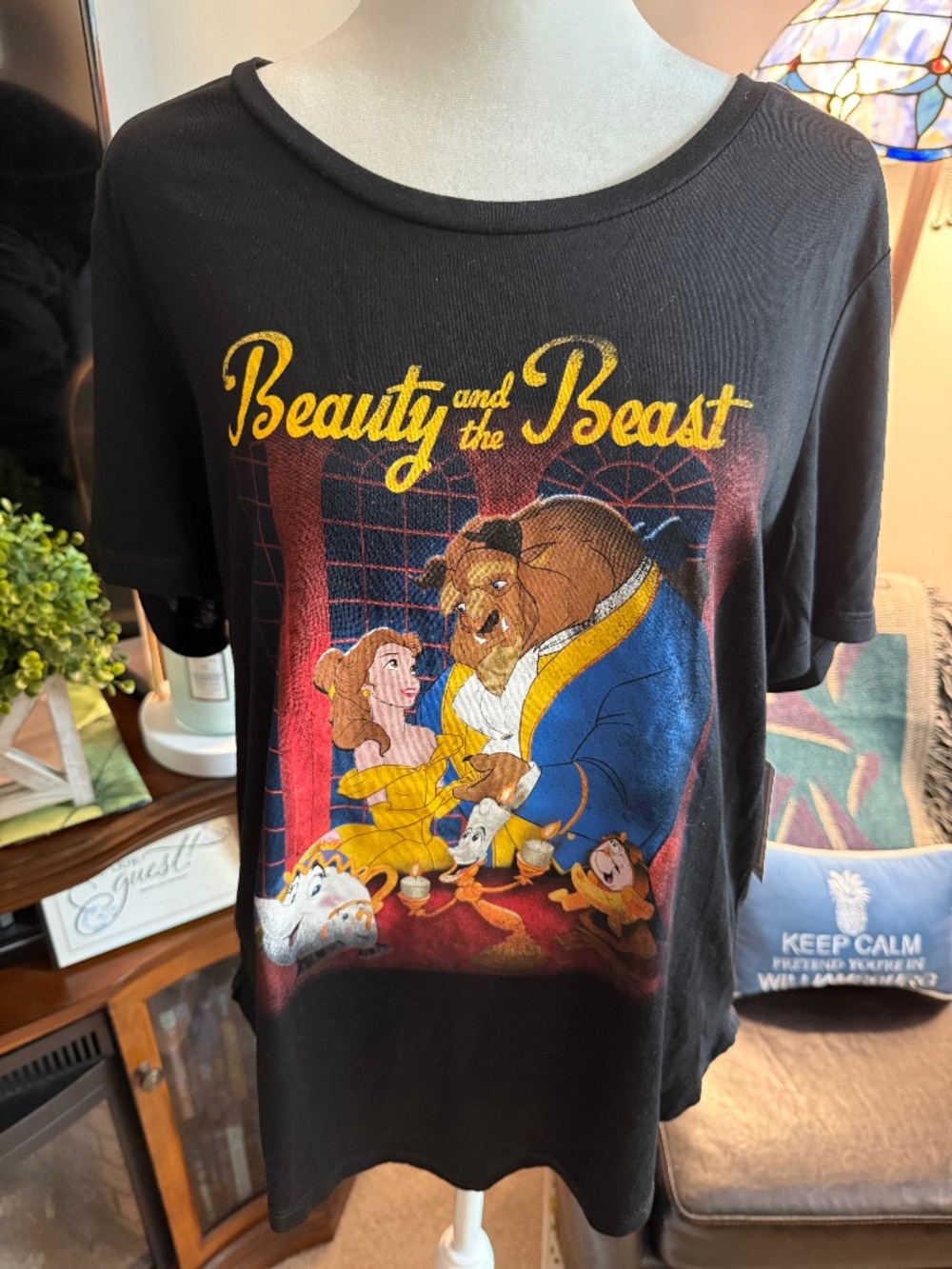 Disney's Beauty and The Beast Women's Short Sleeve T-Shirt Size L NWT